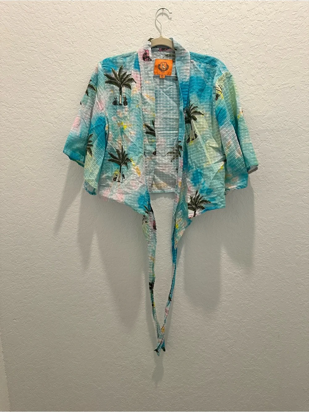 Coniglio Palm Beach Tie-Front Kimono Cropped Top - Picture 2 of 5